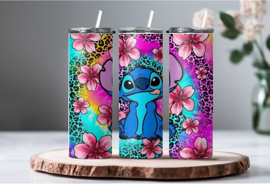 Neon floral Stitch 20oz Tumbler