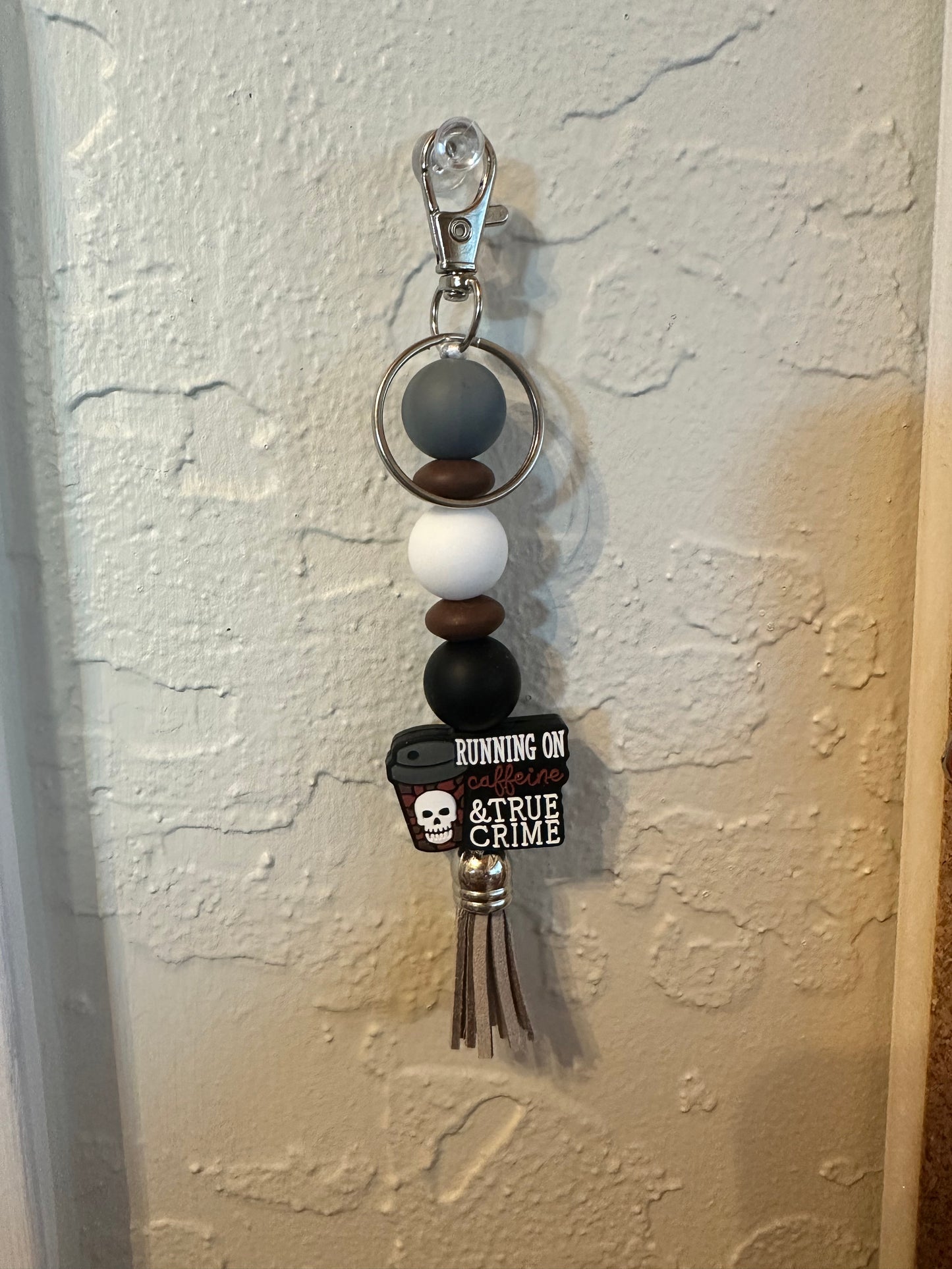 Running on Caffeine and True Crime Keychain