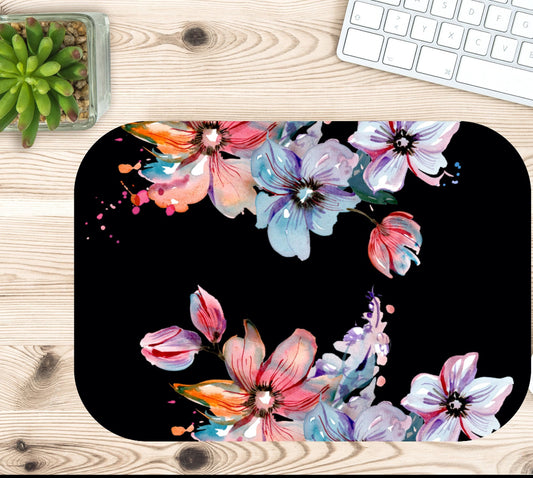 Black Neon floral Mousepad