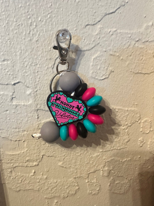 Howdy Turquoise Valentine Keychain