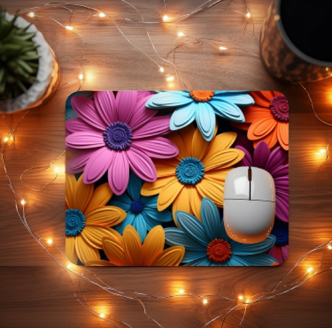 Neon Floral 3D Mousepad