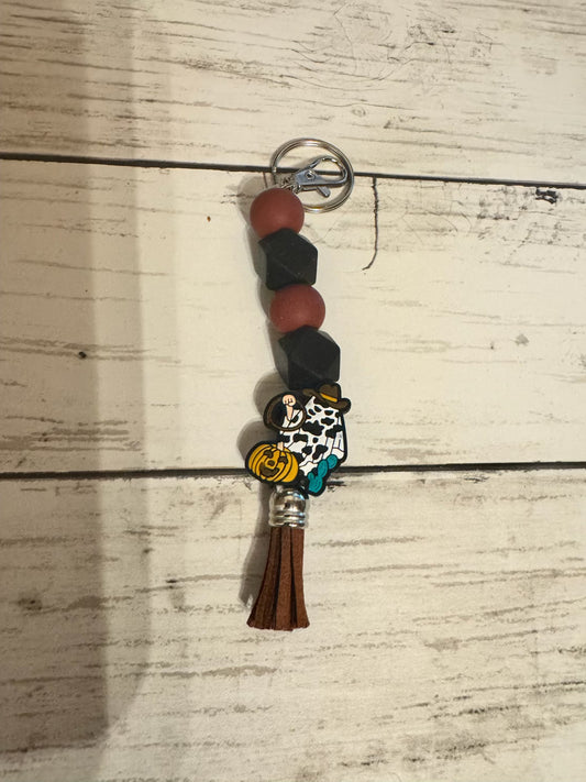 Brown Ghost Cow Keychain