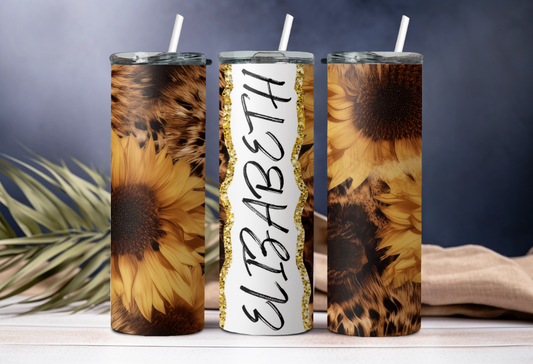 Customizable Leopard Sunflower 20oz Tumbler