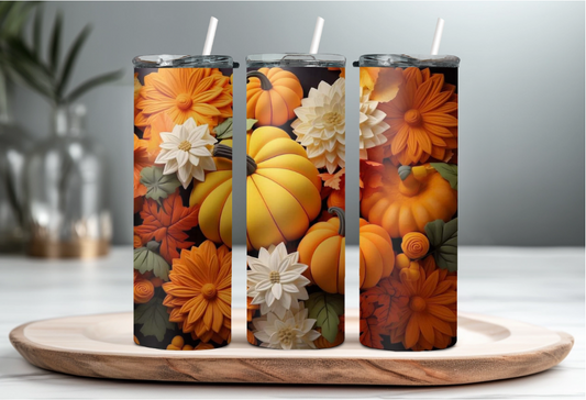 Floral Pumpkins 20oz Tumbler