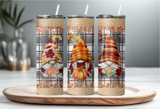 Fall Plaid Gnomes 20oz Tumbler