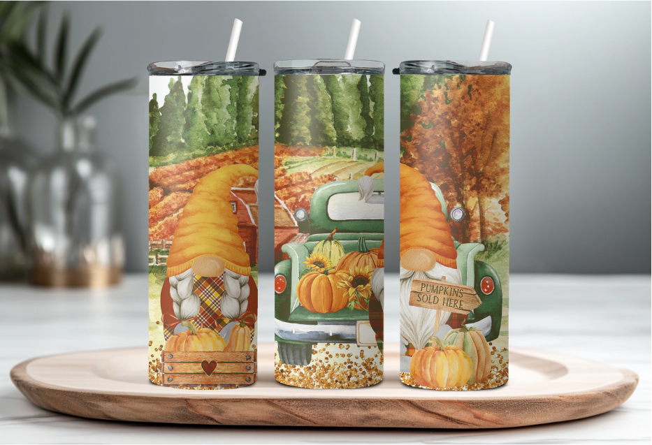 Fall Teal Truck Gnomes 20oz Tumbler