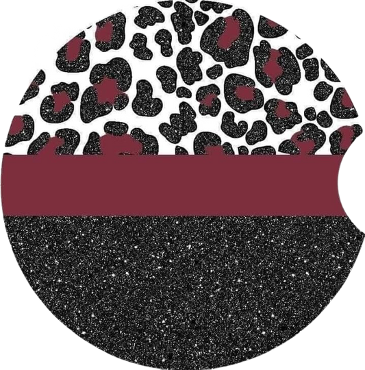 Maroon Leopard Car Coaster