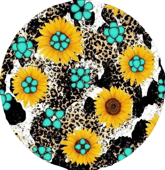 Turquoise Sunflower Car Coaster